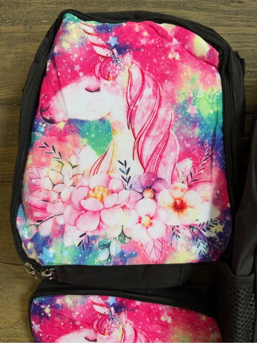 Unicorn three-piece backpack set Includes backpack, lunch bag, and pencil bag